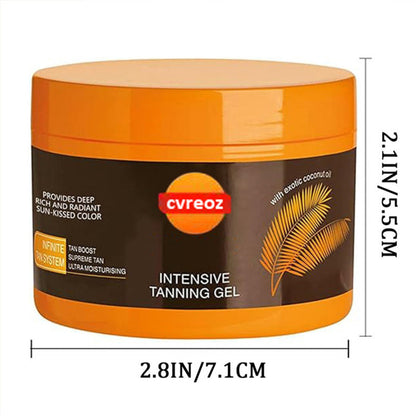 CVREOZ® Intensive Tanning Gel Non-Greasy, Water-Resistant with Carrot and Coconut Oil | Vitamin A & E